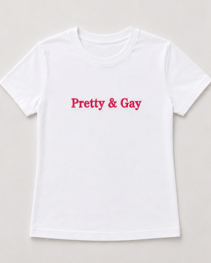 Embroidered Pretty & Gay Baby Tee