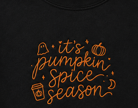 Embroidered Halloween It's Pumpkin Spice Season Crewneck or Hoodie