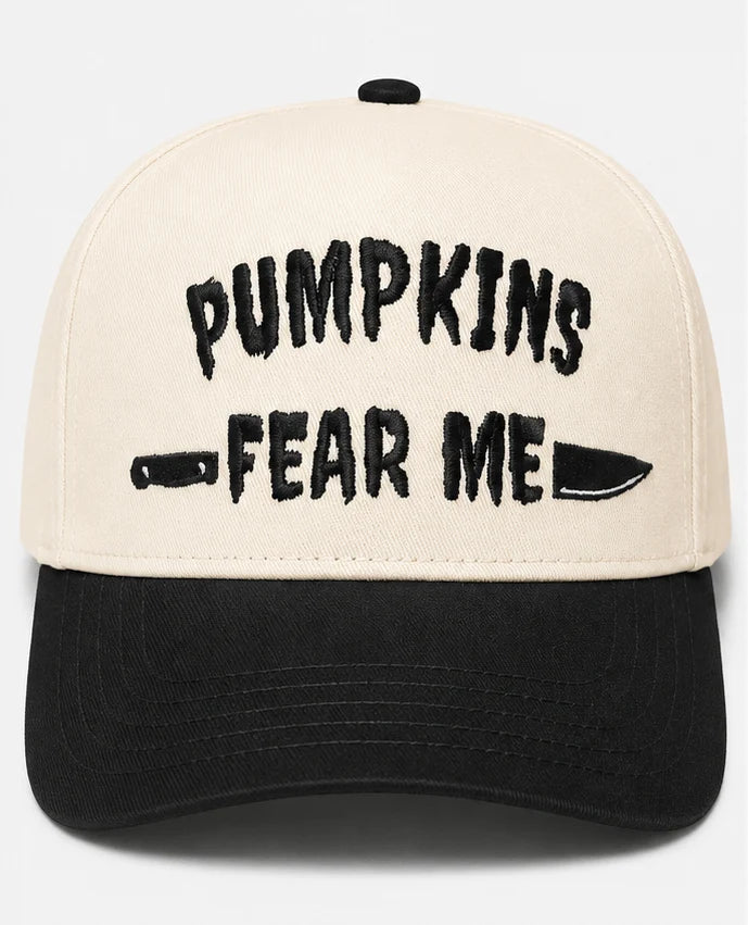 Embroidered Pumpkins Fear Me Baseball Cap