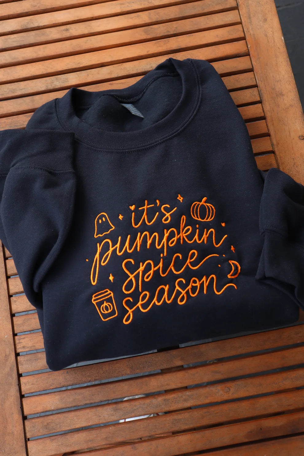 Embroidered Halloween It's Pumpkin Spice Season Crewneck or Hoodie