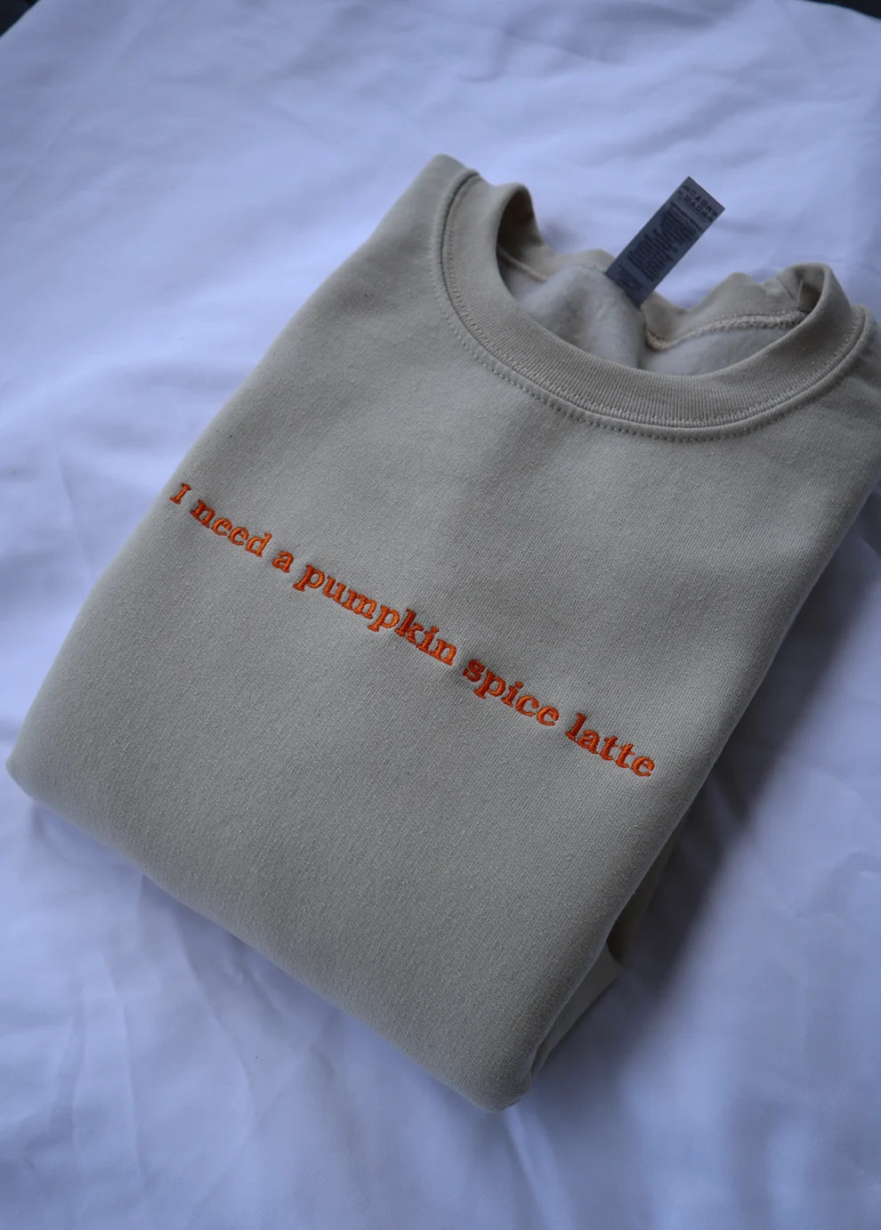 Embroidered I Need a Pumpkin Spice Latte Crewneck or Hoodie
