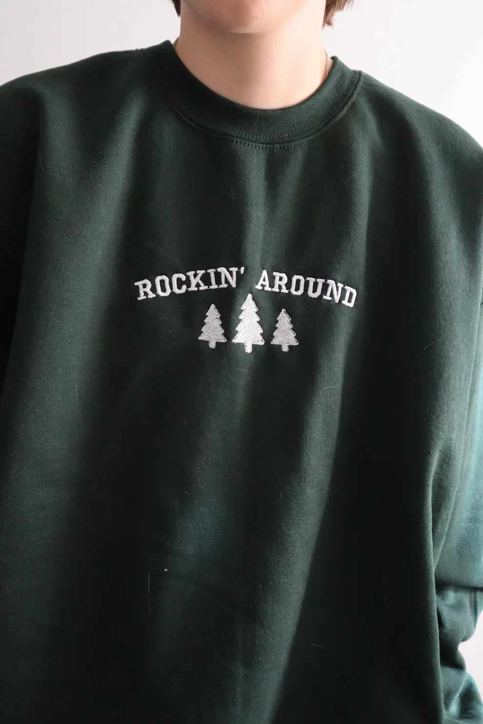 Embroidered Rockin' Around University Crewneck or Hoodie