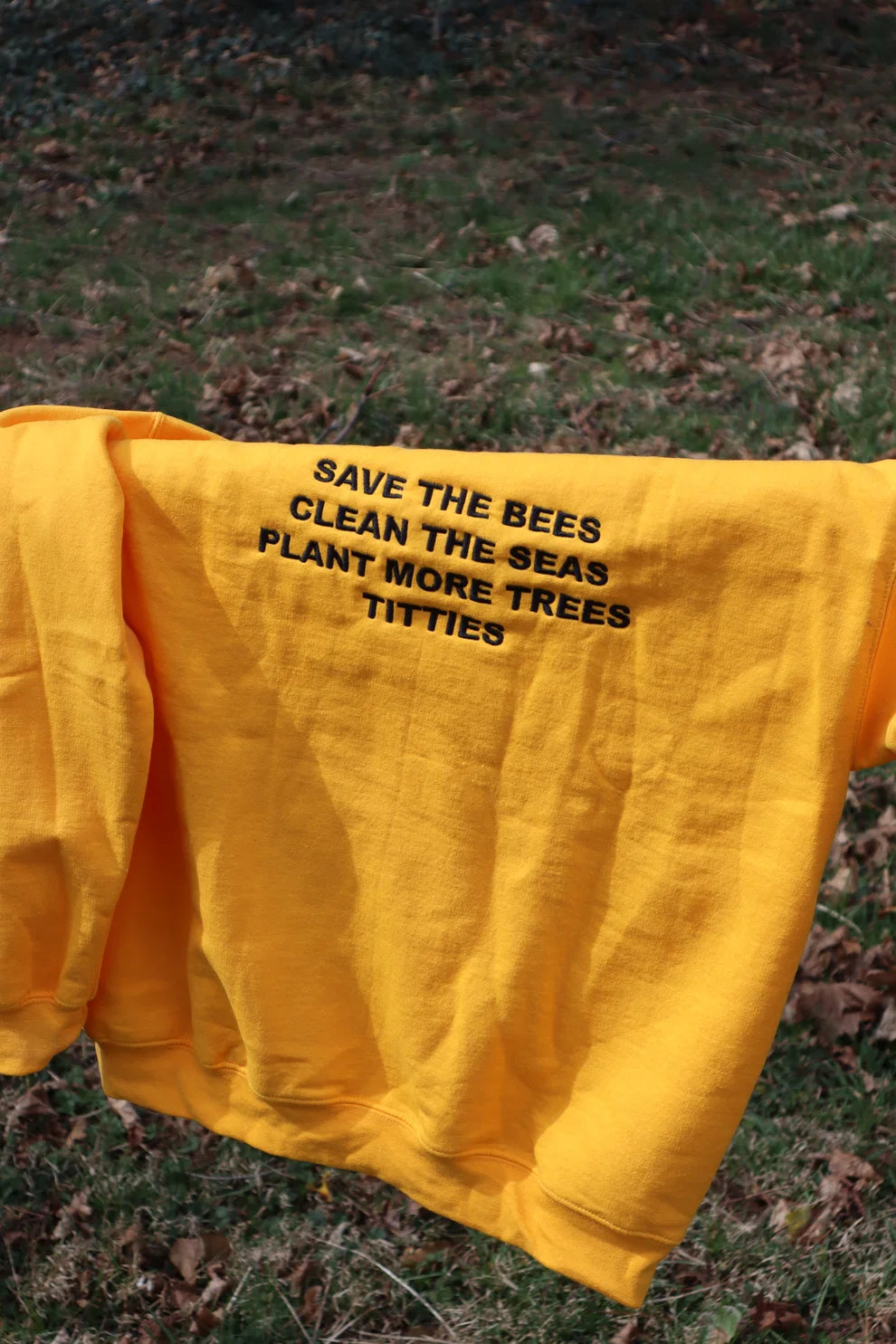 Embroidered Save The Bees, Clean The Seas, Plant More Trees Crewneck or Hoodie