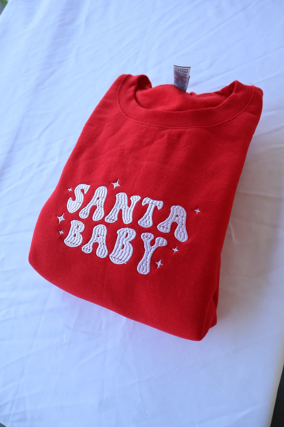 Embroidered Christmas Santa Baby Crewneck or Hoodie