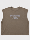 Embroidered Save A Horse Ride A Cowboy Cropped Tank Top