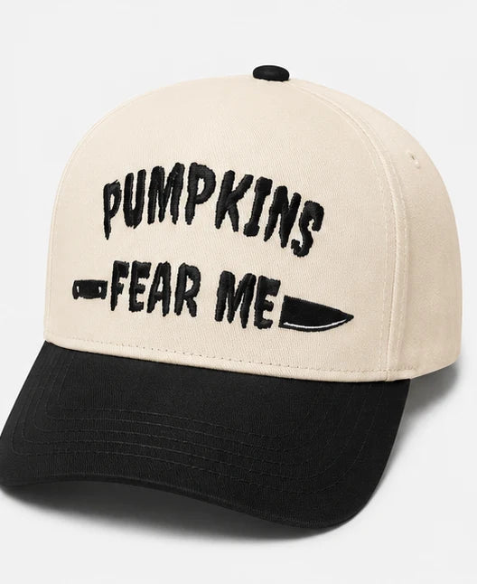 Embroidered Pumpkins Fear Me Baseball Cap
