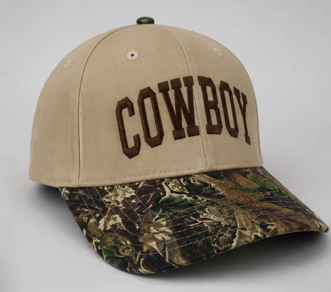 Embroidered Cowboy Camo Baseball Cap