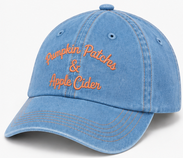 Embroidered Pumpkin Patches and Apple Cider Hat