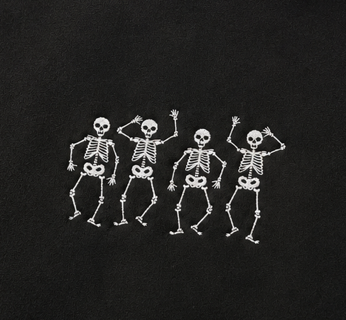 Embroidered Halloween Dancing Skeletons Crewneck or Hoodie