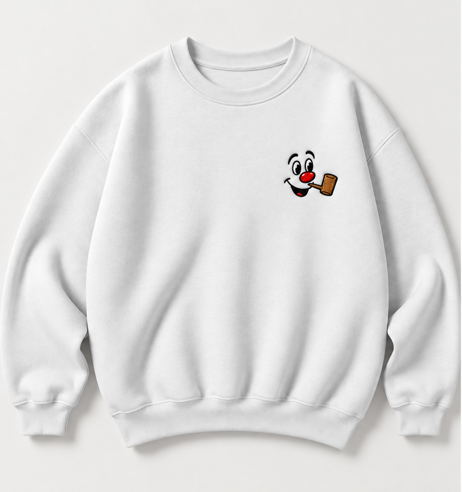 Embroidered Christmas Snowman Face Crewneck or Hoodie