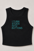 Embroidered I Turn Studs Into Bottoms Cropped Tank Top