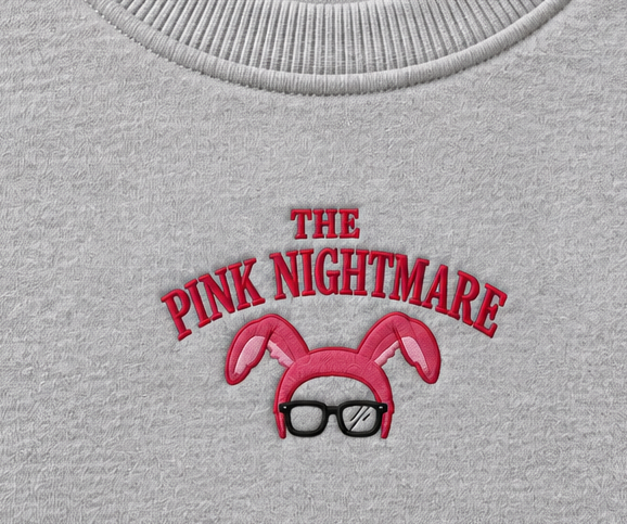 Embroidered Christmas The Pink Nightmare Crewneck or Hoodie