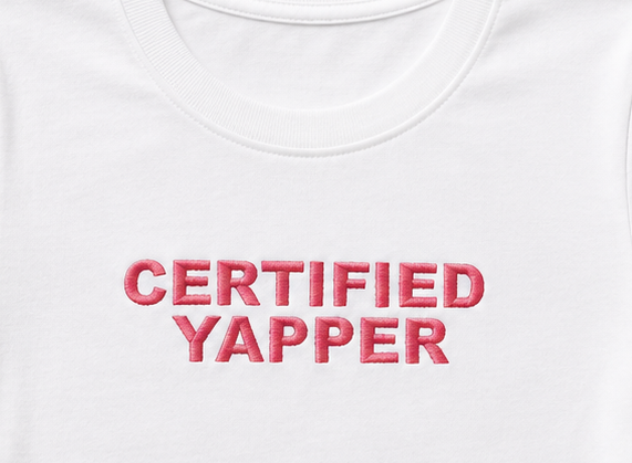 Embroidered Certified Yapper Baby Tee