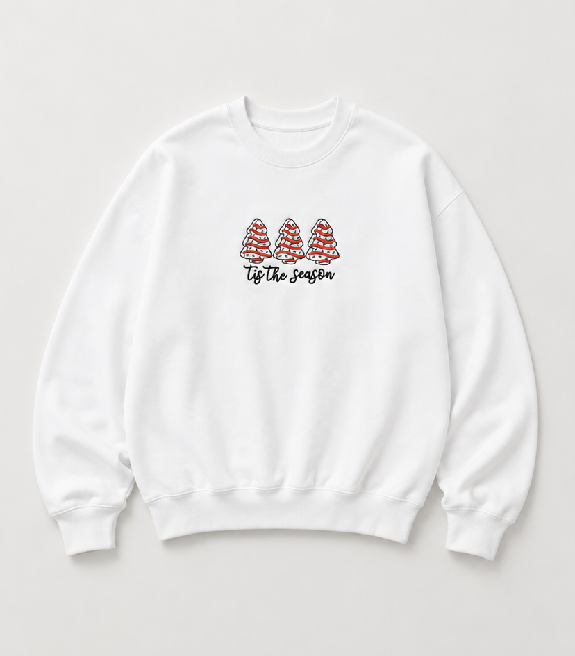 Embroidered Christmas Snack Cakes Crewneck or Hoodie