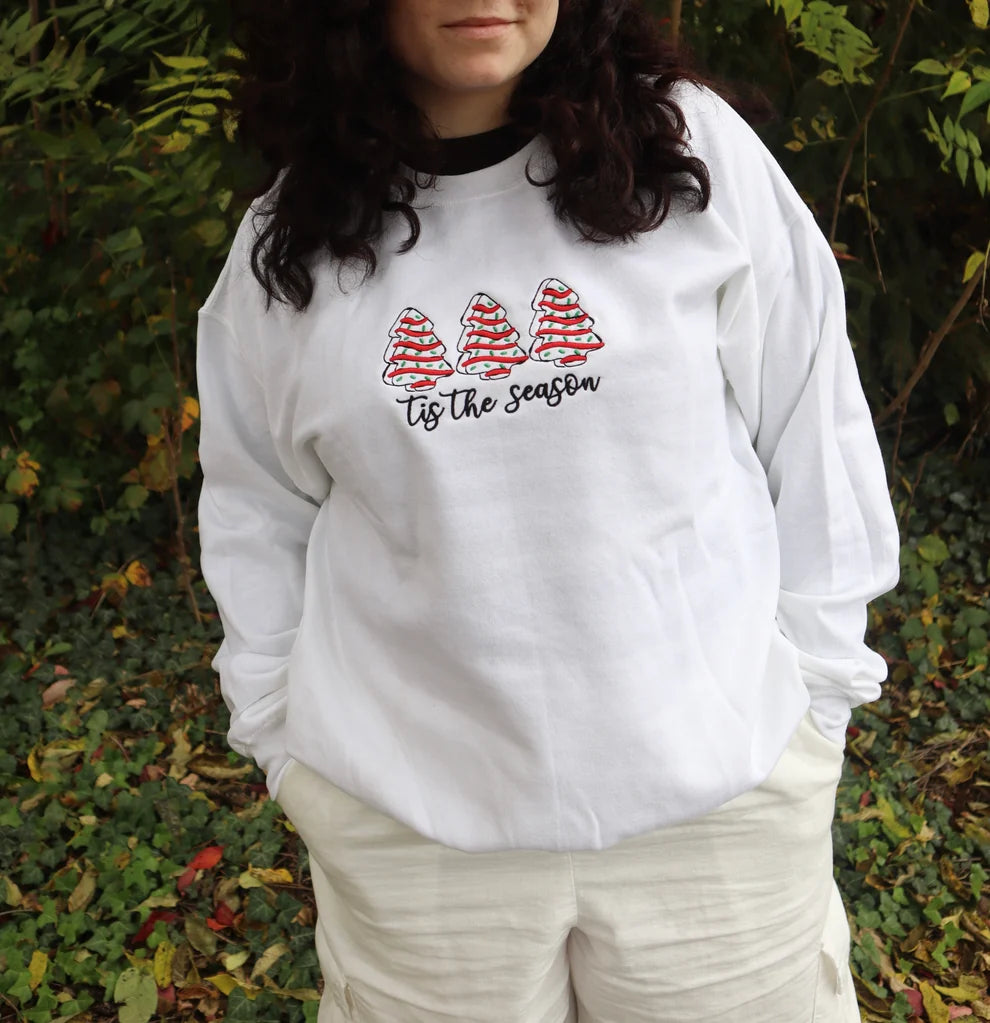 Embroidered Christmas Snack Cakes Crewneck or Hoodie