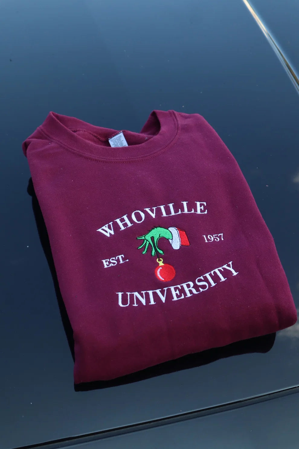Embroidered Christmas Whoville University Crewneck or Hoodie