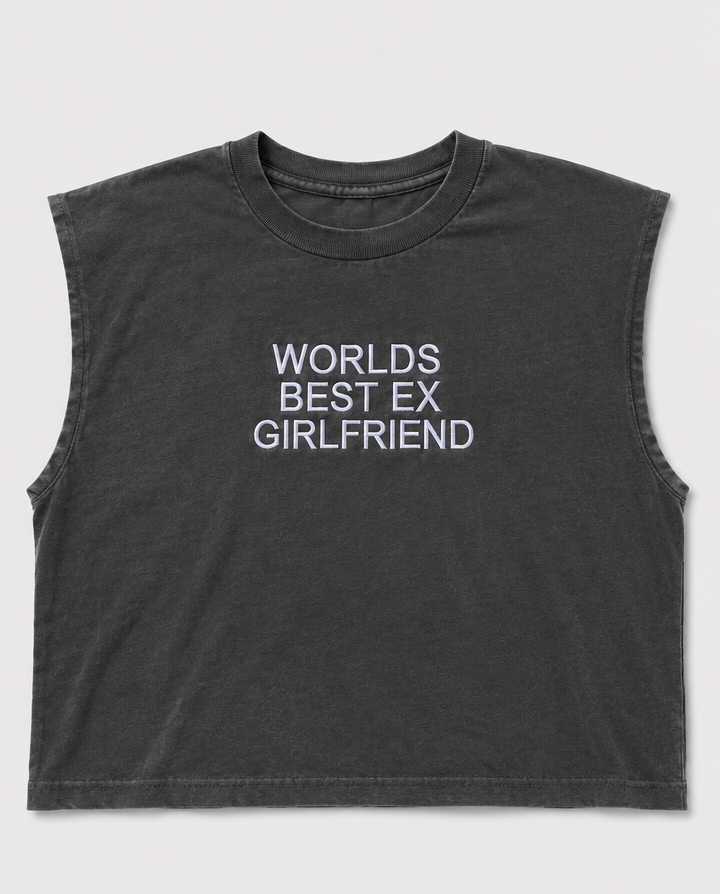 Embroidered Worlds Best Ex Girlfriend Cropped Tank Top
