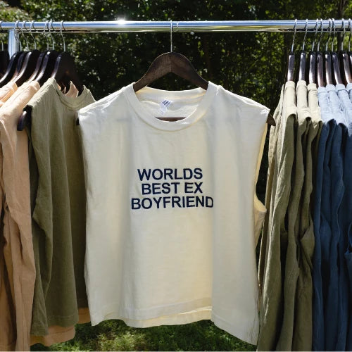 Embroidered Worlds Best Ex Boyfriend Cropped Tank Top