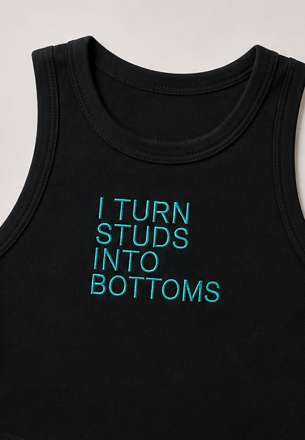 Embroidered I Turn Studs Into Bottoms Cropped Tank Top